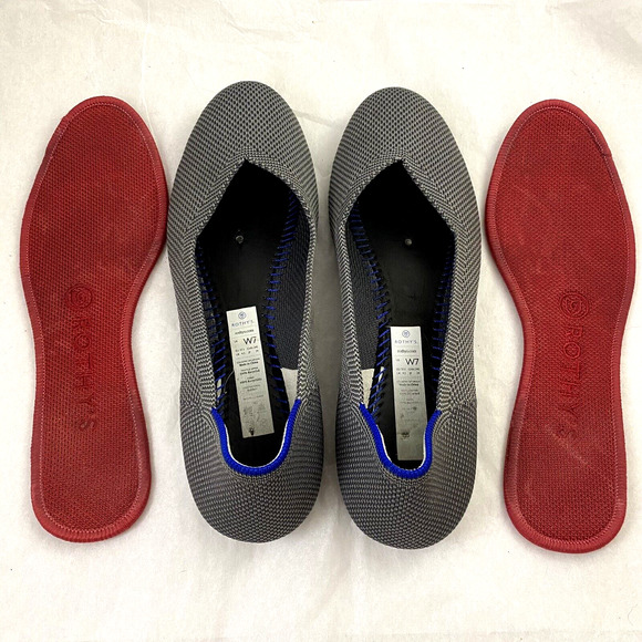 ROTHY'S Birdseye Ballet Flat Loafer Round Toe Charcoal Gray Slip On Size… - Picture 2 of 7